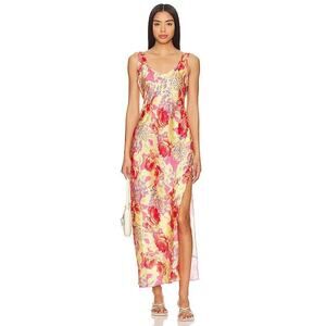 New Free People x Intimately Floral Maxi Dress Pink High Slit Sleeveless Sz L